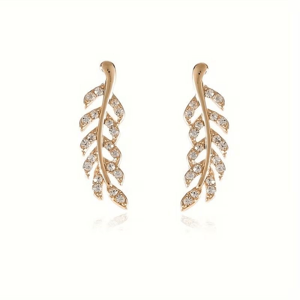 Golden Leaf Diamond Earrings